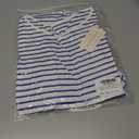 LilyCoco 3/4 Length Sleeve Womens Tops Boat Neck Striped Shirt Long Cotton Tshirts Blue Medium (M)