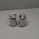 Stainless Steel Salt and Pepper Shaker Set with Glass Bottom, Perforated "S" and "P" Caps - Modern Kitchen Counter Decor (4oz)