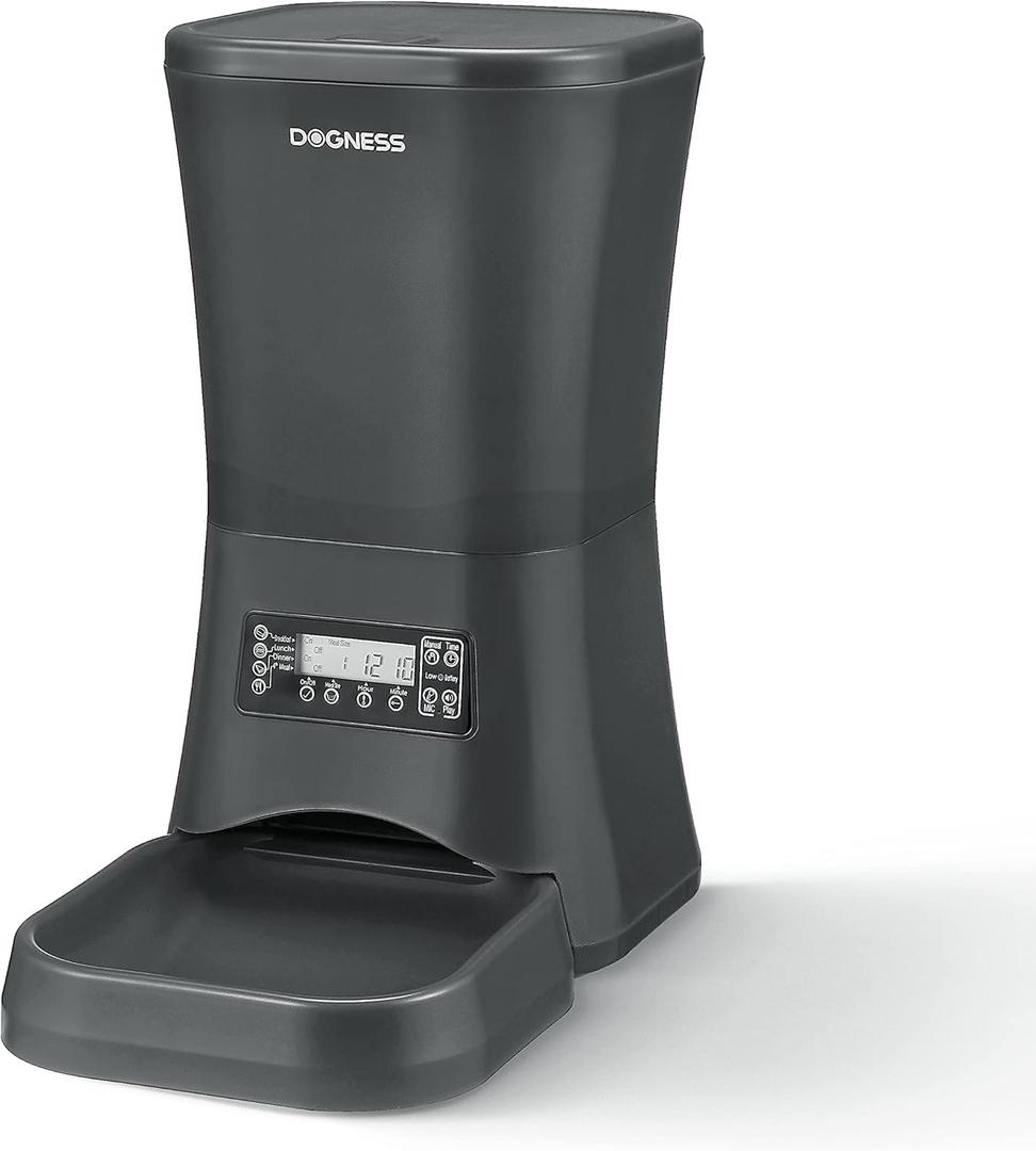 DOGNESS 9L Dog Feeders for Large Dogs, Automatic Dog Feeder with Timer Extra Large, Programmable Auto Pet Food Dispenser Feeder, Portion Control, Voice Recording, Battery and Plug-in Power (Black)