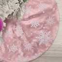 Flash World 36 Inch Large Christmas Tree Skirt Xmas Soft Cover Mat Decor Snowflake Collar Farmhouse Tree Skirt for Holiday Ornaments Party Home Indoor Decorations (FIocking Pink, 36INCH)