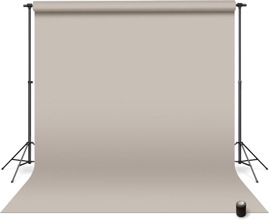 Denny Mfg - Seamless Paper Backdrop for Photoshoot with Free Gaffer Tape  Ash Gray Photography Paper Roll Background with Matte Finish for Studio, Video & Content Creation  (53 in x 36 ft)