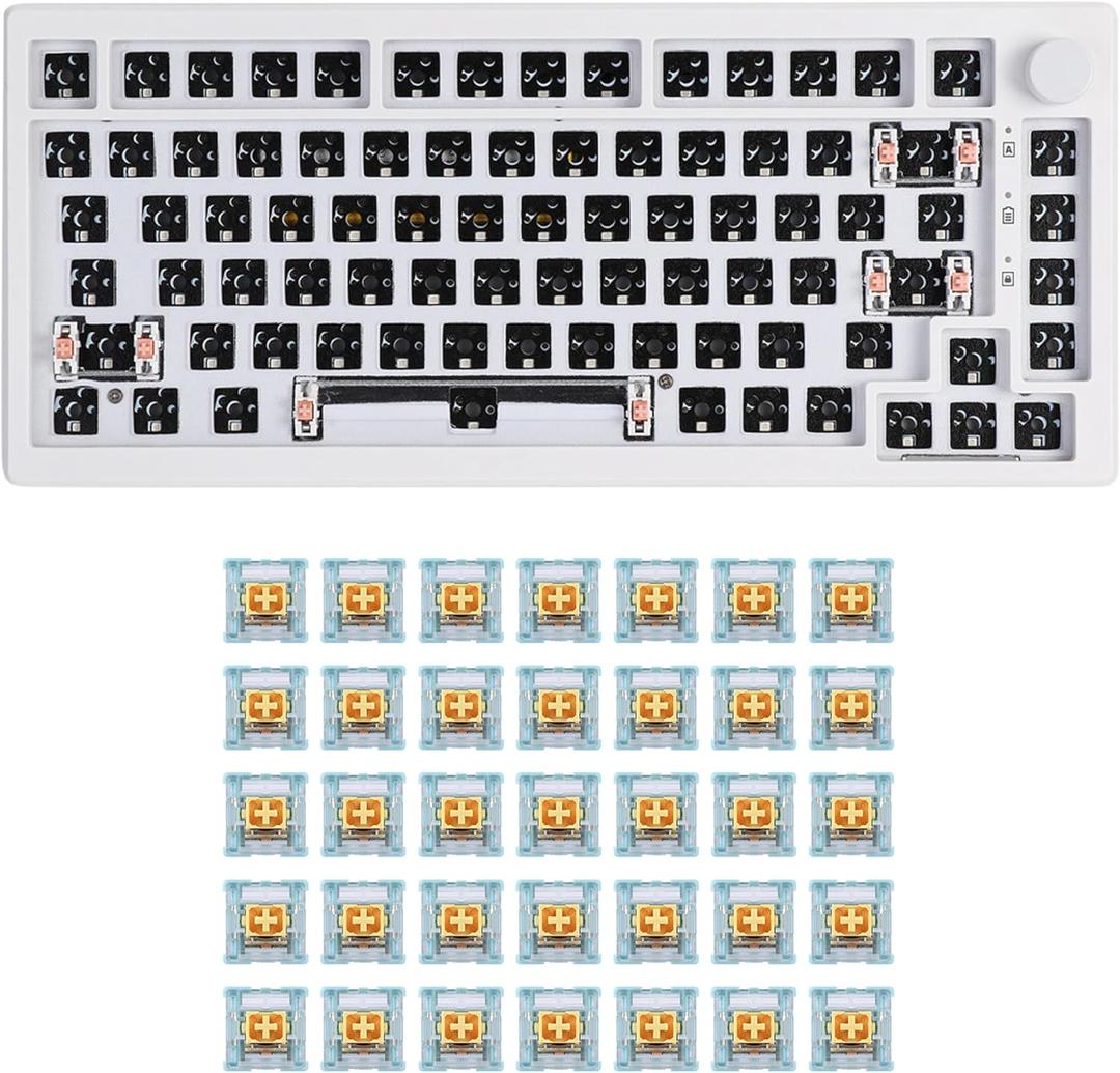 EPOMAKER Aura75 75% 3 Modes Mechanical Keyboard Kit with 35 pcs Sea Salt Silent Mechanical Switch