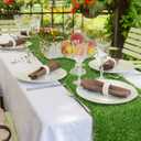 Hooqict Artificial Grass Table Runner 12 x 72 Inch Reusable Fake Grass Table Runner Green Faux Grass Table Decorations for Wedding Birthday Party Baby Shower Banquet Spring Summer Tabletop Decor
