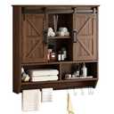 RUSTOWN Farmhouse Bathroom Wall Storage Cabinet with Sliding Barn Doors, 7.9"D x 31.5"W x 30.7"H