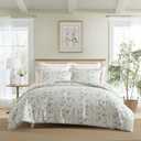 Laura Ashley - Twin Comforter Set, Botanical Cotton Bedding with Matching Sham, Oeko-Tex Certified, Dorm Essentials (Bramble Floral Pink)