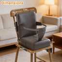 Booster Seat for Kitchen Chair, Non-Slip Toddler Booster Seat for Dining Table with Backrest, Adjustable Straps, Portable Travel Toddler Booster Seat with Storage Bag, Grey