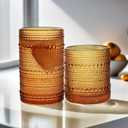 Vintage Hobnail Driinking Glasses Set, Glassware Drinking Set of 8, 12 oz Highball Glasses & 10 oz Cocktail Glasses, Tumbler Glasses for Cocktails, Whiskey, Juice, Milk (Amber)