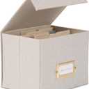 ZICOTO Beautiful Greeting Card Organizer Box With Dividers - Sturdy Linen Storage Box Easily Organizes All Your Greeting Cards in Style - Cute Card Holder Safely Stores Up to 300 Small Or Large Cards