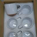 Gencywe Ceramic Mini Espresso Cups Set of 6, 5 oz Espresso Mugs with Handle, Porcelain Coffee Mugs Demitasse Cups, White Espresso Cups, Microwave Dishwasher Safe Suit for Espresso Machine
