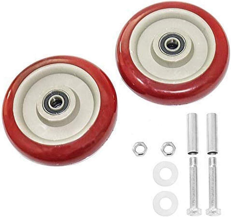URBEST Push Cart Wheels, Heavy Duty 3 Inch PU Caster Wheels Bearings Repair Kits, Pltae Casters, Shelf Replacement Wheels for Platform Trucks up to 265 Pounds (S:3 Inch,Red)