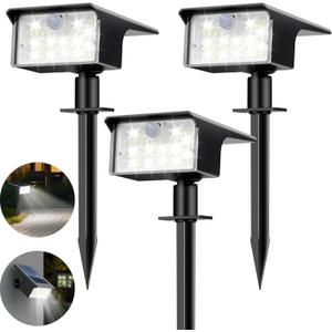 nipify Solar Spot Lights Outdoor, 3 Pack/62 LED Solar Motion Sensor Lights Outdoor Waterproof, 3 Modes Solar Powered Landscape Spotlights 2-in-1 for Outside Yard Wall Garden, Cool White