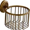 Vintage Toilet Paper Holder Wall Mounted Bathroom Roll Tissue Wire Basket, Antique Brass