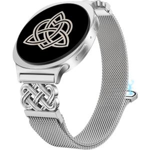 Stainless Steel Magnetic Loop Compatible with Samsung Galaxy Watch 8 40mm 44mm/Watch 8 Classic 46mm(2025) Women Metal Mesh Celtic Knot Dressy Strap