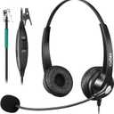 Callez RJ9 Phone Headset with Microphone Noise Cancelling Office Telephone Headsets Compatible with Polycom VVX411 VVX311 VVX410 VVX500 Avaya 1416 1408 Mitel 5330e Shoretel 230 NEC Allworx Toshiba (Black)