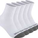 Mens 100% Cotton Cushioned Ankel Socks, Athletic Performance Running Moisture Wicking Breathable Quarter Socks (5 Pairs White)