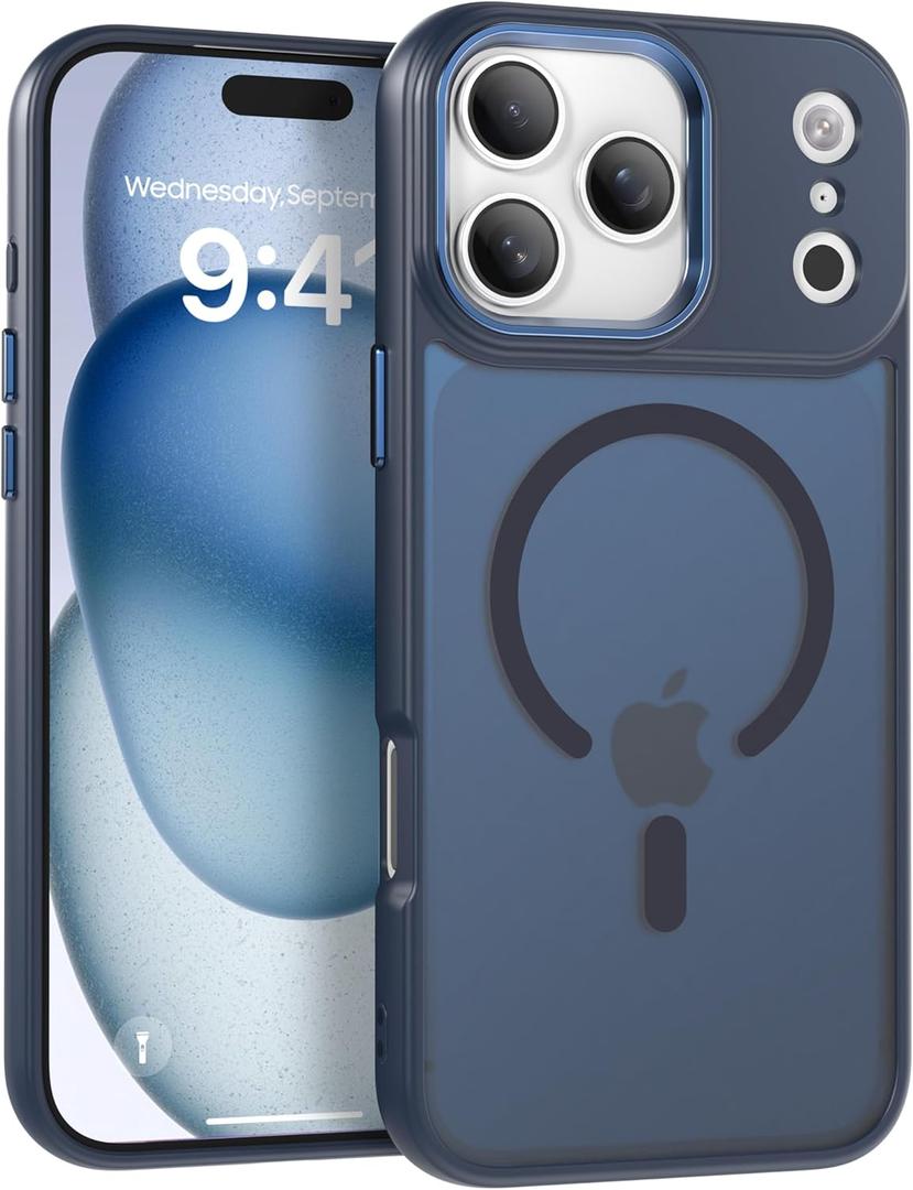 IAIYOXI Magnetic Case for iPhone 14 Pro Max [MagSafe Compatible] - Translucent Matte Slim Thin Shockproof Protective Cover for Women, Men, and Girls, Compatible with iPhone 14 Pro Max, Navy Blue