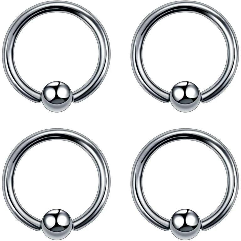 SQKXKLCZ 4pcs/8pcs 20G/18G/16G/14G G23 Titanium Captive Bead Ring Nose Rings 3mm/4mm/5mm Ball Hoop Septum Earring Helix Daith Cartilage Tragus Lip Earrings Nipple Eyebrow Body Piercing 6mm-16mm