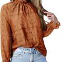 StunShow Women Eyelet Shirts Long Sleeve Shirts for Women Lace Dressy Embroidered Blouses 2025 Fashion Top (Brown, S)