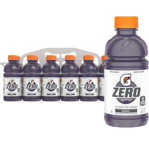 Gatorade Thirst Quencher Zero Sugar Sports Drink, Grape, 12oz Bottles, 12 Pack, Electrolytes for Rehydration (EXP 08/12/26)