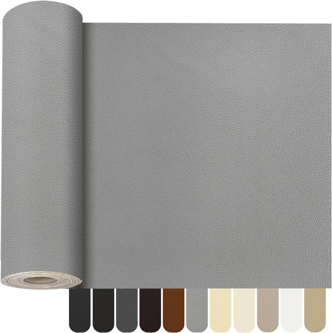 OcePor Self Adhesive Leather Repair Patch, 36 x 90 inch Leather Repair Tape, Leather Patches for Furniture, Vinyl Leather Repair Kit for Couches, Boat Seats, Furniture, Cars(Grey) (36 x 90 Inches)