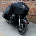 X AUTOHAUX Motorcycle Cover Lightweight Half Cover Outdoor Waterproof Rain Dust Protector Black L Fits Most Sport Adventure Touring Cruiser Dress Touring