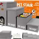 Dog Stairs 23" H, 4-Step Wider Dog Steps for High Beds Window, Folding Storage Pet Stairs Gift for Small/Medium/Large Old Dogs Cats, Ramp for Climbing Car Up to 200 lbs (Gray, with Condo)