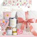 Valentines Day Gifts for Her Women Girlfriend Wife Daughter, 11 Pcs Birthday Gifts for Women Mom Her Best Friend Sister Grandma, Self Care Gift Get well Relaxing Spa Thank you Sympathy Gift Basket Set (Pink)