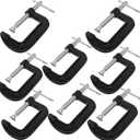 JEUIHAU 7 Piece 3 Inch C-Clamp Set, Heavy Duty C Clamp, Small C Clamps Set Cast Iron C Clamp for Woodworking, Welding, Metal Workpiece, Carpentry, DIY, Black