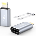 TechMatte Female USB C to Male Lightning Adapter 2 Pack 2.2A Charging Data Transfer, Compatible with iPhone 14, 13, 12, 11 Xs iPad iPod AirPods, Not for Audio Headphones/OTG Firewire AntiLost, Grey