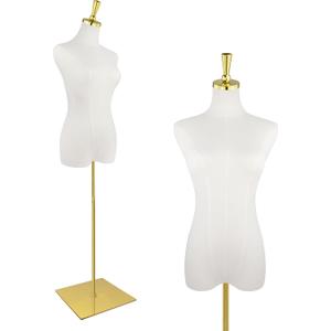 Female Mannequin Torso, 53"-73" Height Adjustable Dress Form Mannequin for Women with Golden Metal Stand,for Sewing and Display Beige