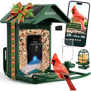 BIRDLEGEND Bird Feeder with Camera Solar Powered, 2K Portrait Live Free AI Forever Instant Arrival Alerts with 64GB Card, Smart Camera Birds Feeders Wireless Outdoor Gift for Bird Lover, 2.4G WiFi