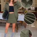 EXLURA Women 2 Piece Skirt Sets Airport Outfits Zip Up Sweatshirt Matching Skorts Tennis Sweatsuits Travel Tracksuit 2026, Khaki Green, 2XL