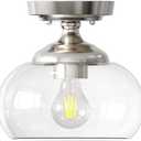 VONLUCE Industrial Semi Flush Mount Ceiling Light, 8.3" Ceiling Light Fixture with Clear Glass Shade, Farmhouse Lighting for Hallway Kitchen Bedroom Entryway, Brushed Nickel Flush Mount Light Fixture