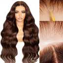 Dark Brown Wear and Go Glueless Human Hair Wig #4 Loose Body Wave Glueless Wig 30 inch Chocolate Brown Body Wave Wigs Human Hair 9x6 Hd Lace Pre Cut Pre Plucked Wigs for Women 220% Density