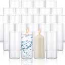 Irenare 24 Pcs Glass Cylinder Vases Bulk Hurricane Candle Holder Floating Candle Holders Clear Glass Table Vases for Wedding Home Formal Dinners Decorations(8 x 3.35 Inch)