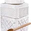 Viovian Large Glass Jar with Wood Lid and Spoon 60 OZ Square Thick Glass Storage Jars Airtight Lids Clear Decorative Vintage Canister for Food Candy Cookie Sugar Coffee Nuts Snack Dog Treat