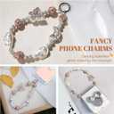 Phone Wrist Strap for Men Handmade Phone Charms Strap with Natural Stones for Handfree Convenience (1 Champagne- Butterfly & Moon)