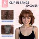 TESS Clip in Bangs Real Human Hair 360 3D Cover Clip on Bangs for Women Daily Wear Natural Look 10 Inch Wispy, Dark Brown