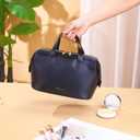 Fammart Travel Makeup Bag, Large Wide-open Cosmetic Bag Make Up Organizer Case for Women, Waterproof PU Leather Toiletry Bag Skincare Pouch for Toiletries Accessories Brushes