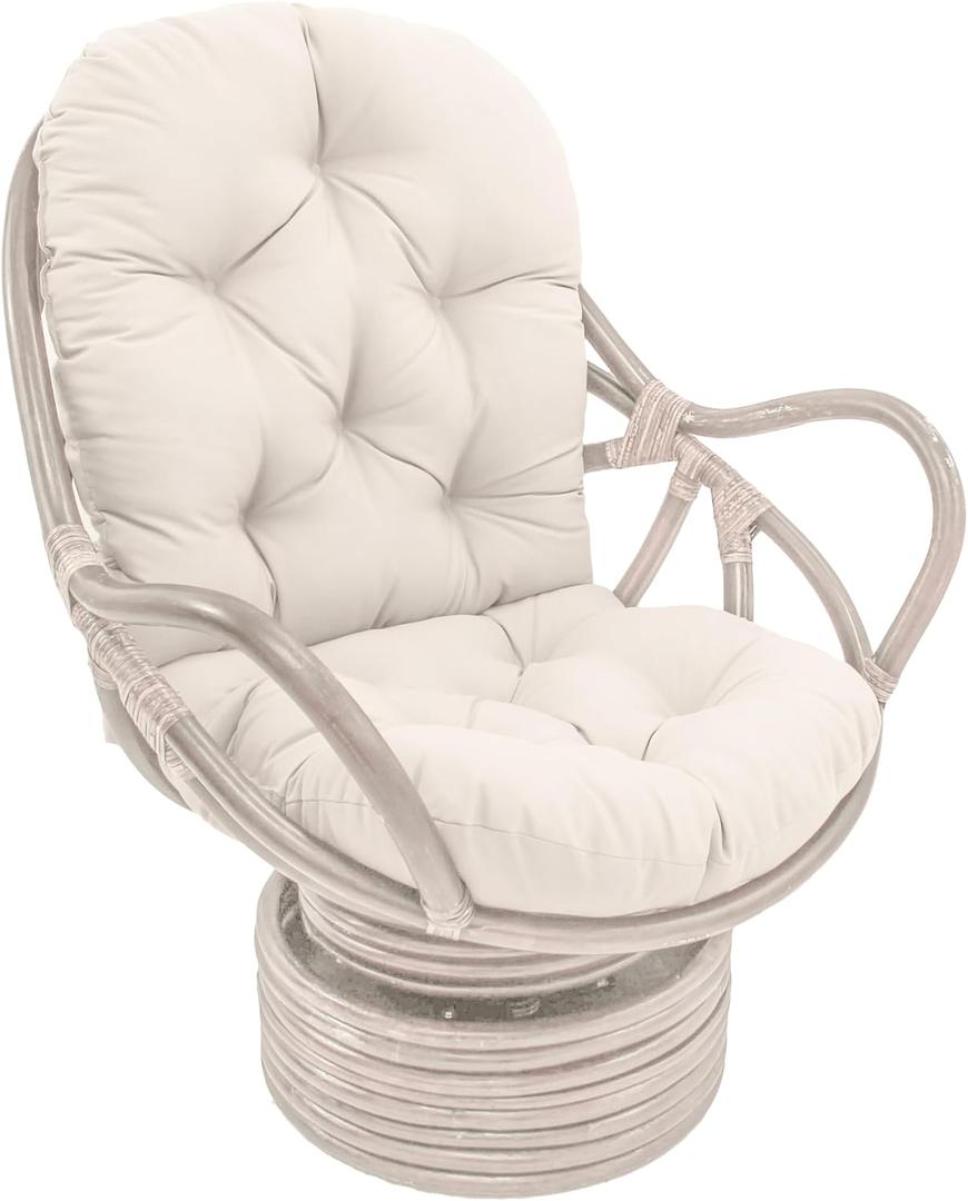 Blazing Needles Solid Twill Swivel Rocker Chair Cushion, 48" x 24", Natural (Cushion Only - Frame NOT Included)