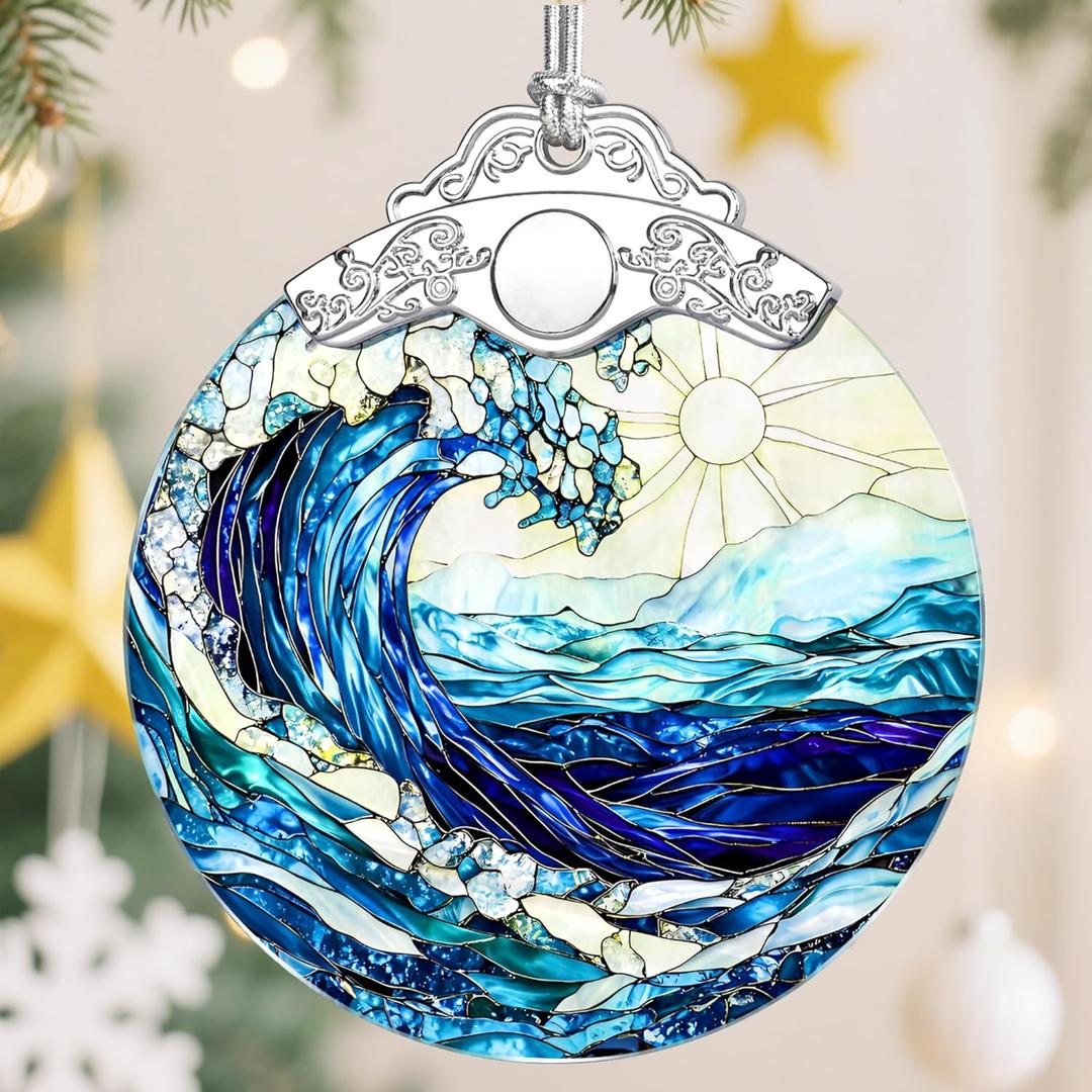 Christmas Ornaments, Christmas Tree Decorations, Keepsake Ornaments, Holiday Decor, Holiday & Xmas Gifts, Gifts for Ocean Lovers & Nature Lovers - Ocean Waves-Theme