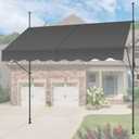 KELIXU Manual Retractable Awning, 118-Inch Adjustable Retractable Awnings for Patio Door Exterior Sunshade Shelter, Window Awning Canopy with UV Protection for Backyard, Garden, Balcony - Gray