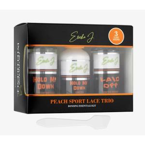 Ericka J. Peach Lace Application System Trio Kit  Skin Guard, Hold Me Down Adhesive & Laid Off Adhesive Remover  Complete Wig Installation Solution, Waterproof & Sweat Resistant (Regular)