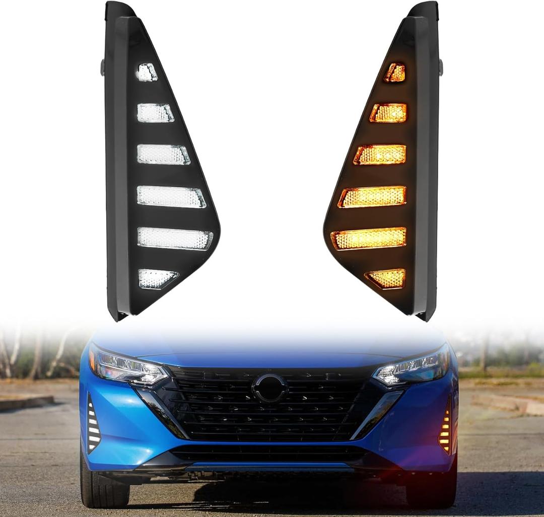 LED Day Running Light for Sentra 2024 2025 Amber Sequential Turn Signal DRL Fog Light