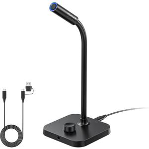 BOYA CM40 Computer USB Microphone for PC, Laptop, Mac & Phones with 192kHz/24-Bit, ENC Noise Cancellation, 030 dB Gain, One-Touch Mute, Headphone Monitoring, Gooseneck Microphone for Gaming Podcast