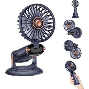 360 Rotating Folding Handheld Fan - 5 Speed Adjustable,Powerful Rechargeable Fan-2400mAh Battery, 12-Hour Runtime,Mini Portable Fan for Handheld, neck, desktop, wall mounted (Blue)