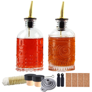 Shining Craft Coffee Syrup Dispenser Bottles Set 2 Pack 7 OZ Simple Small Syrup Bottles Set with Metal Pour Spout Ideal for Coffee Syrups, Condiments, Coffee bar, SC056 (2 pack)