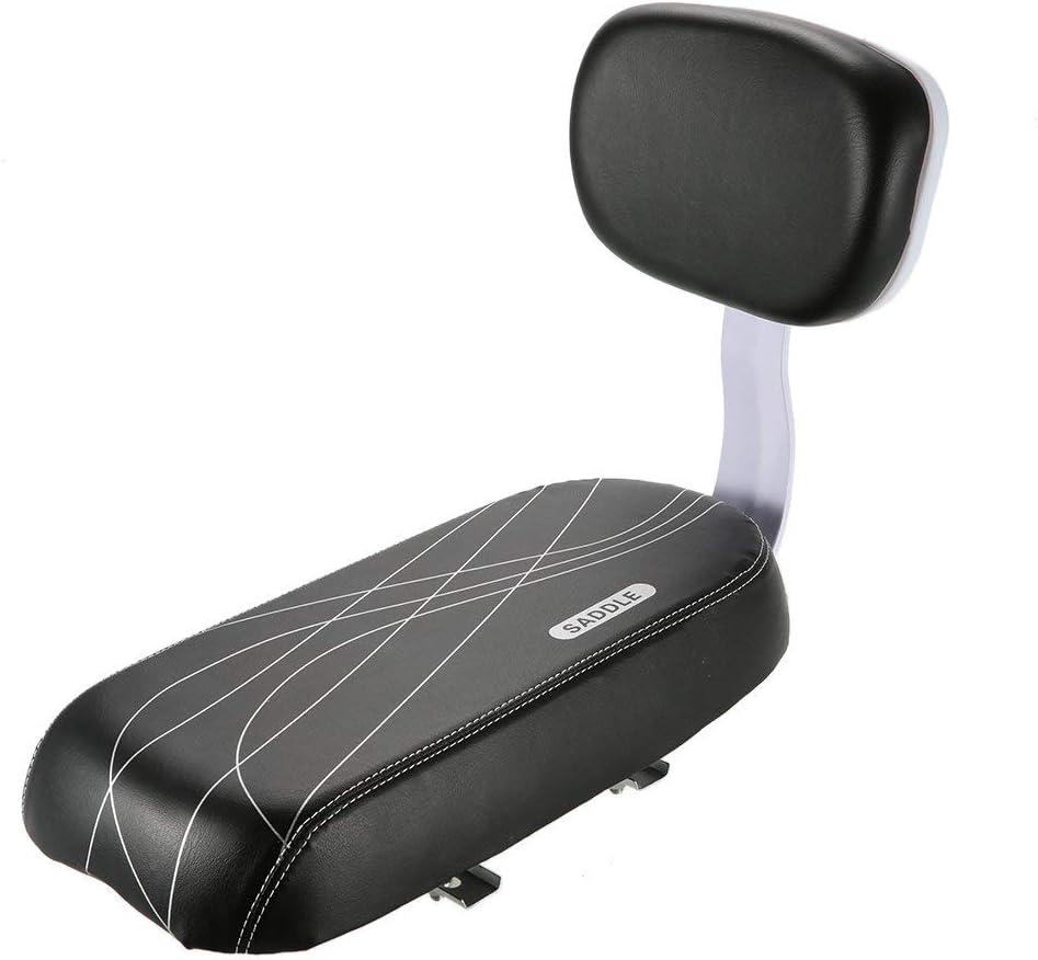 Lixada Bicycle Back Seat Cycling Bike Mountain Bike PU Leather Soft Cushion Rear Rack Seat with Back Rest (Black)