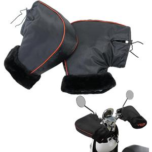 Motorcycle Handlebar Muffs Gloves Waterproof Thick Motorbike Grip Handlebar Gloves Winter Scooter Bike Cycling Gloves Windproof Motorcycle Mittens Hand Warmer for Motorcycles Scooters Bike Snowmobiles (Faux fur cuff muffs)