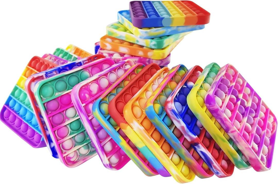 12 Pcs Pop Bubble Fidget for Party Favors, Stress Relief Pressure Relieving Toys for Kids, Pop Bulk Toddler for Christmas Valentine Birthday Gifts and Classroom Prizes